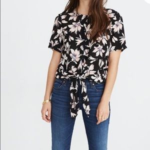 Madewell silk button back tie tee